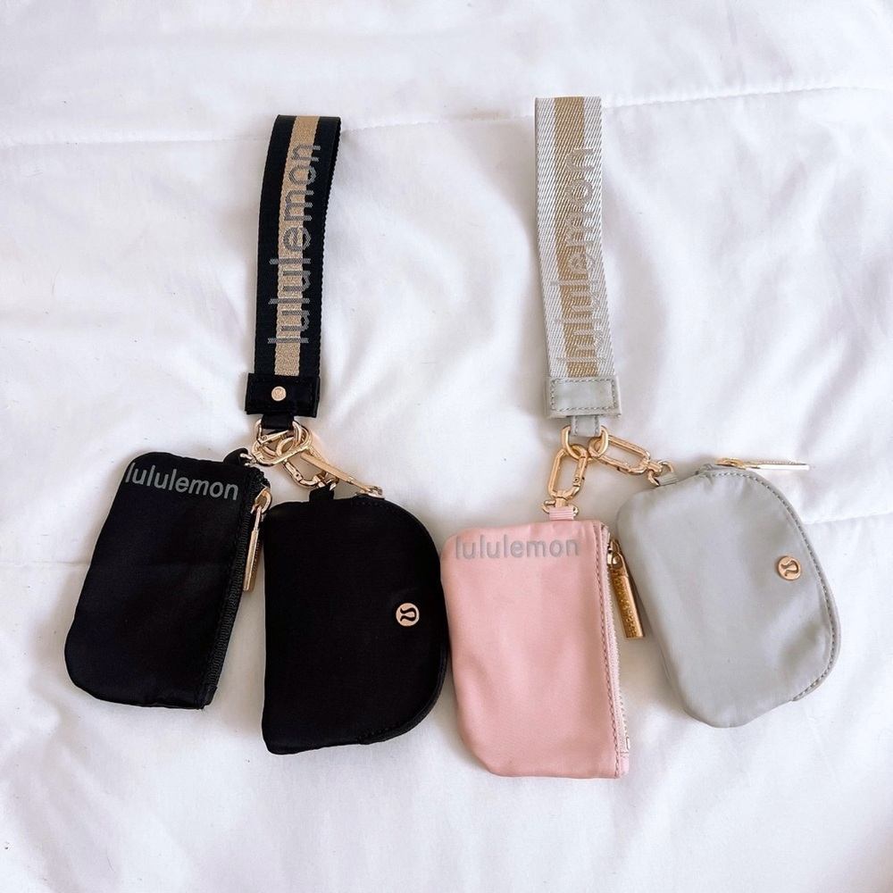 Lululemon dual pouch wristlet bundle pink/ gold & black/gold